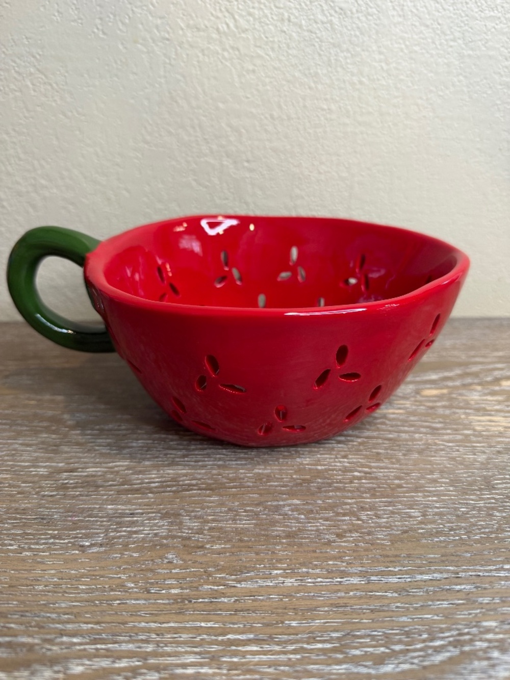Red Strawberry Ceramic Berry Bowl with Green Leaf Handle, Target Bullseye 2026